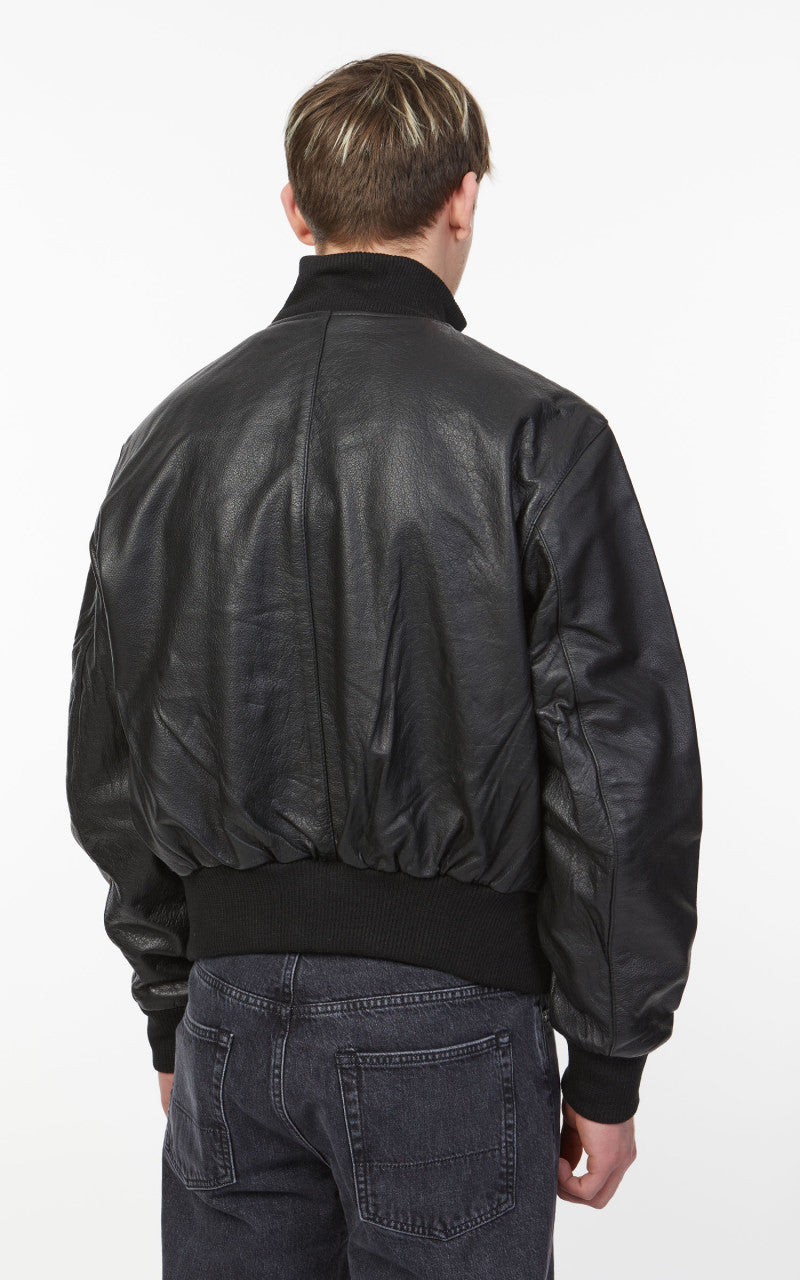 Military Surplus Pilot Flight Leather Jacket Black