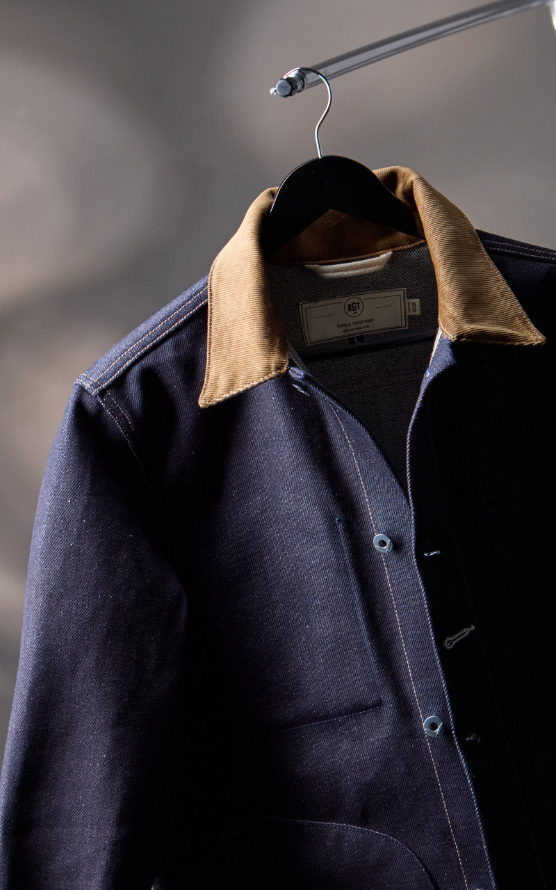 Rogue Territory Supply Jacket Corduroy Collar Selvedge Indigo 22oz