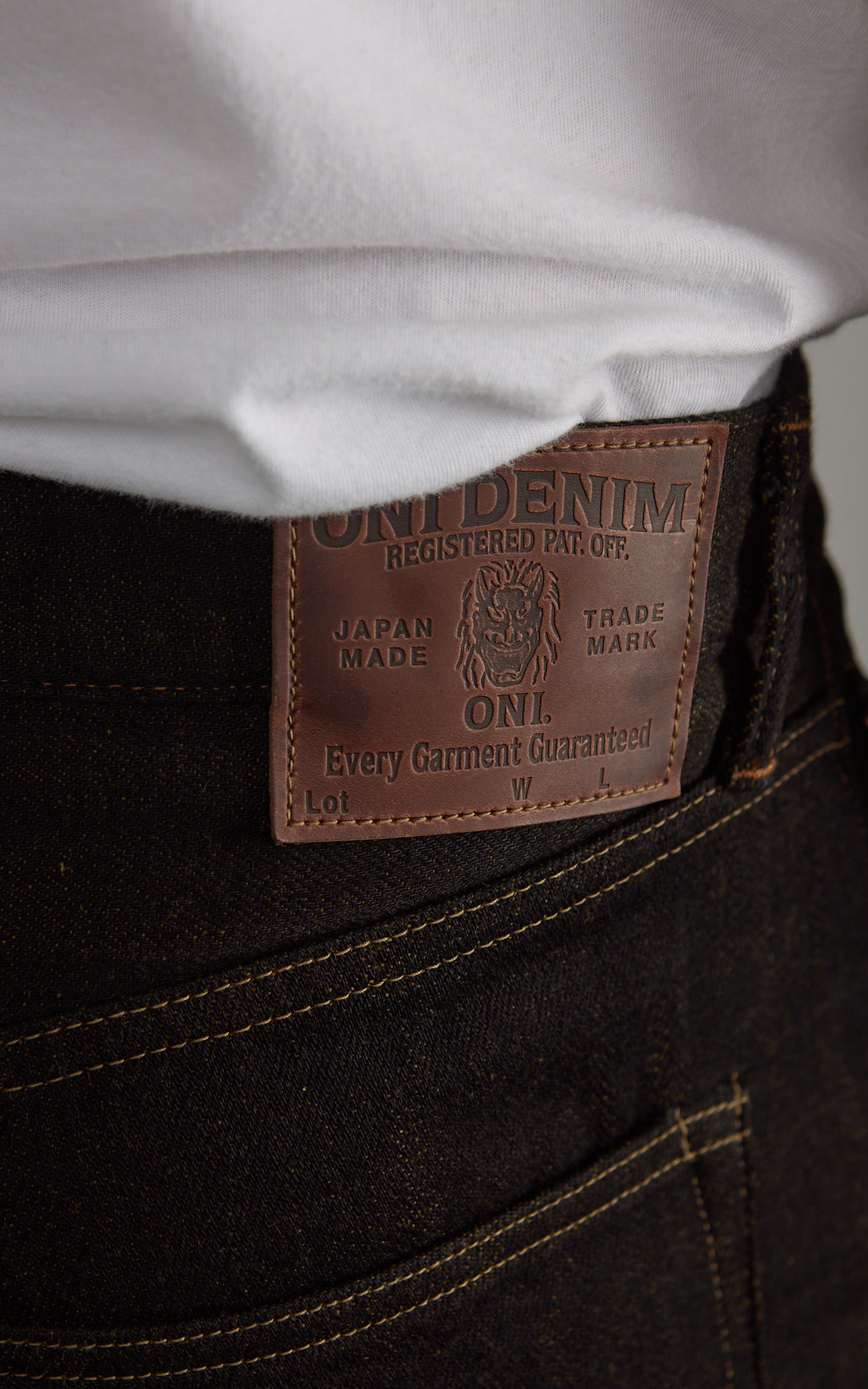 ONI Denim 246-BKOL Neat Straight Black x Olive 12oz