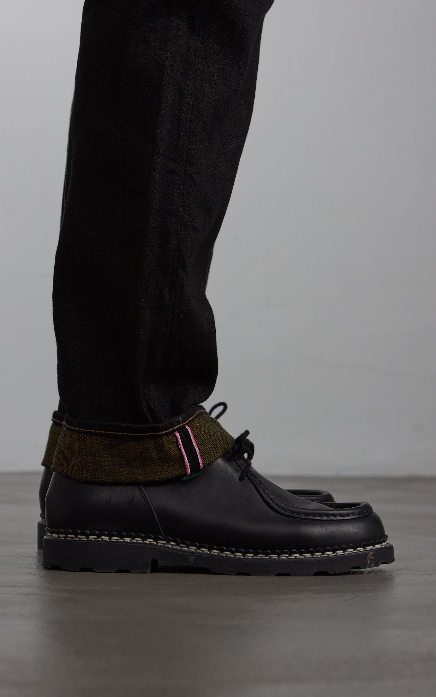 ONI Denim 246-BKOL Neat Straight Black x Olive 12oz