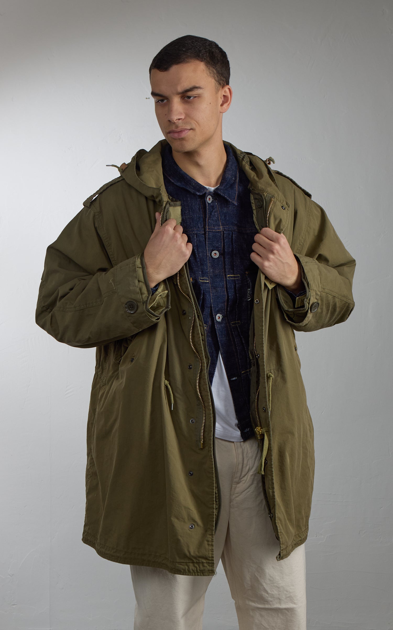 Military Surplus US M51 Fishtail Parka "O-Bleached" Olive 140FAHRENHEIT