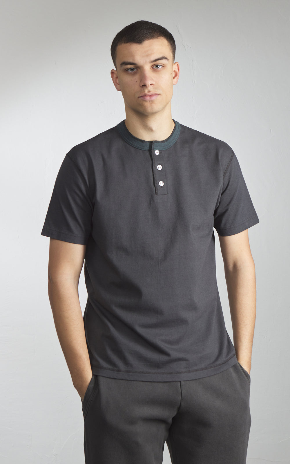 Barns Outfitters BR-8146SP COZUN S/S Henley T-Shirt Black