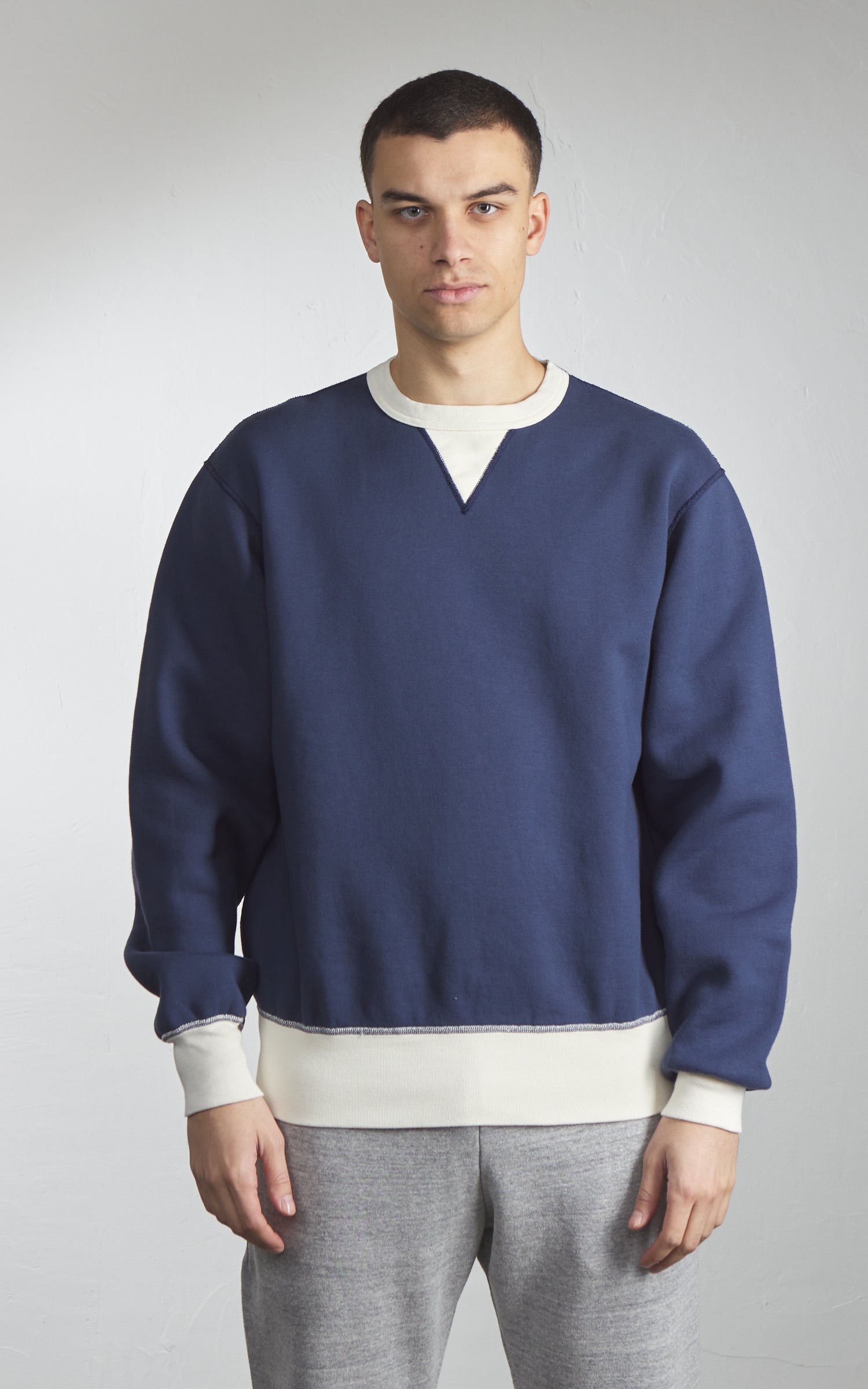 Barns Outfitters BR-3300 Cozun Switching Rib Sweatshirt Navy