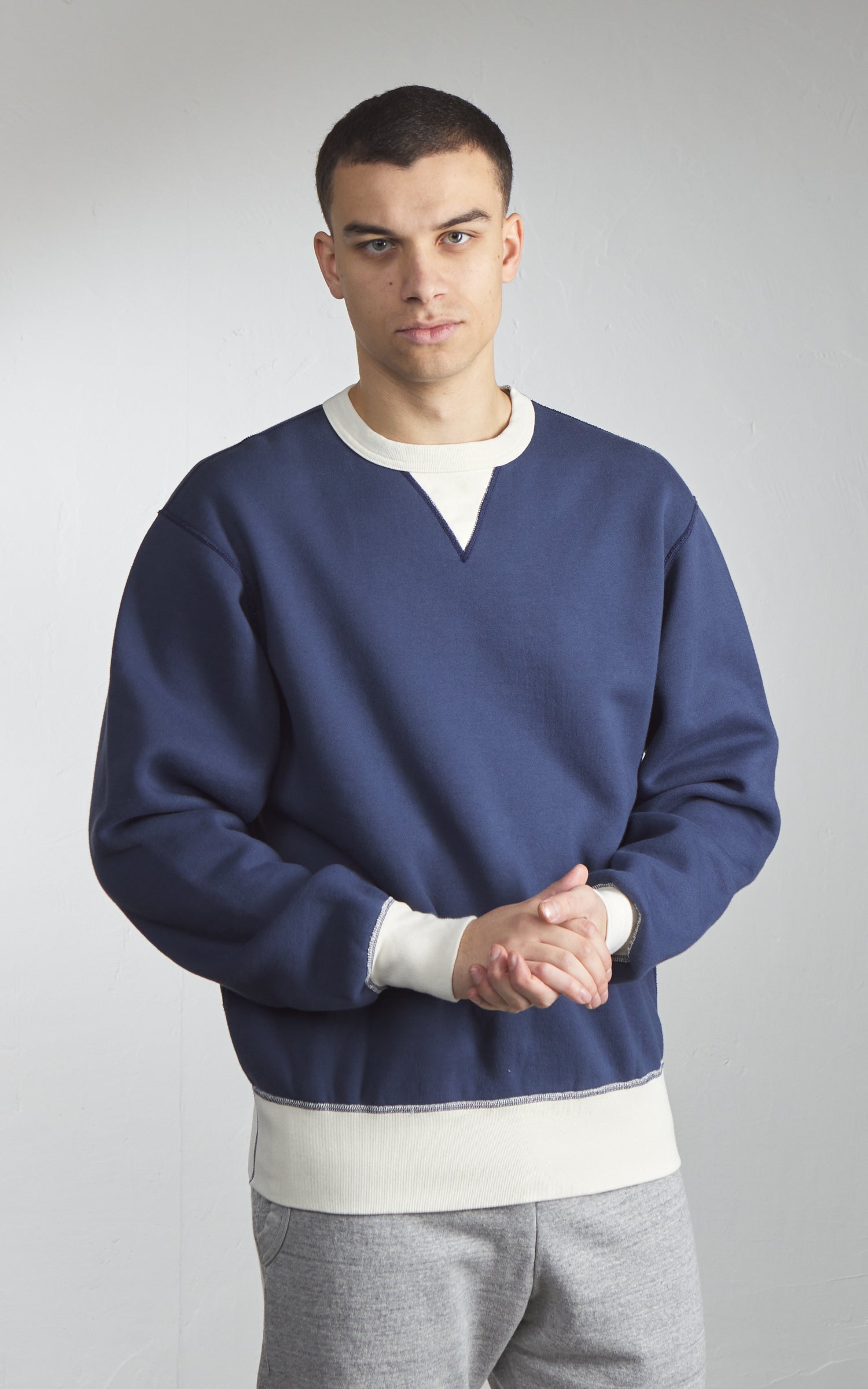 Barns Outfitters BR-3300 Cozun Switching Rib Sweatshirt Navy