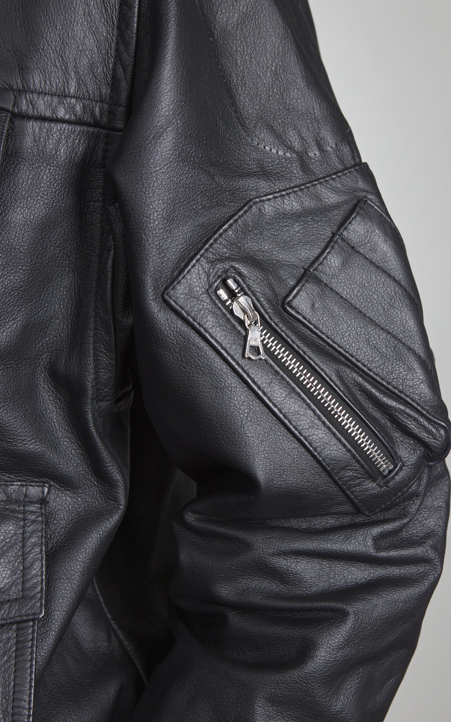 Military Surplus Polizei Leather Jacket Black