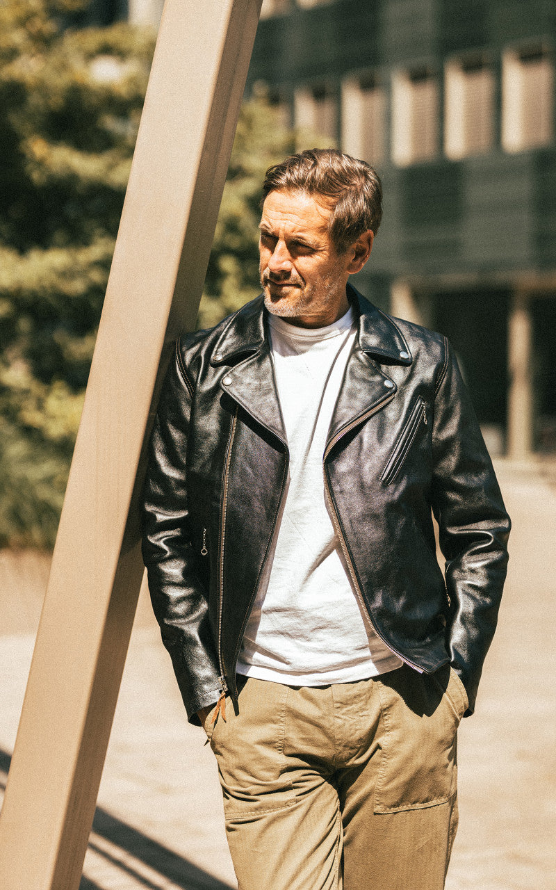 Double Helix Deviant Horsehide Leather Rider Jacket Black