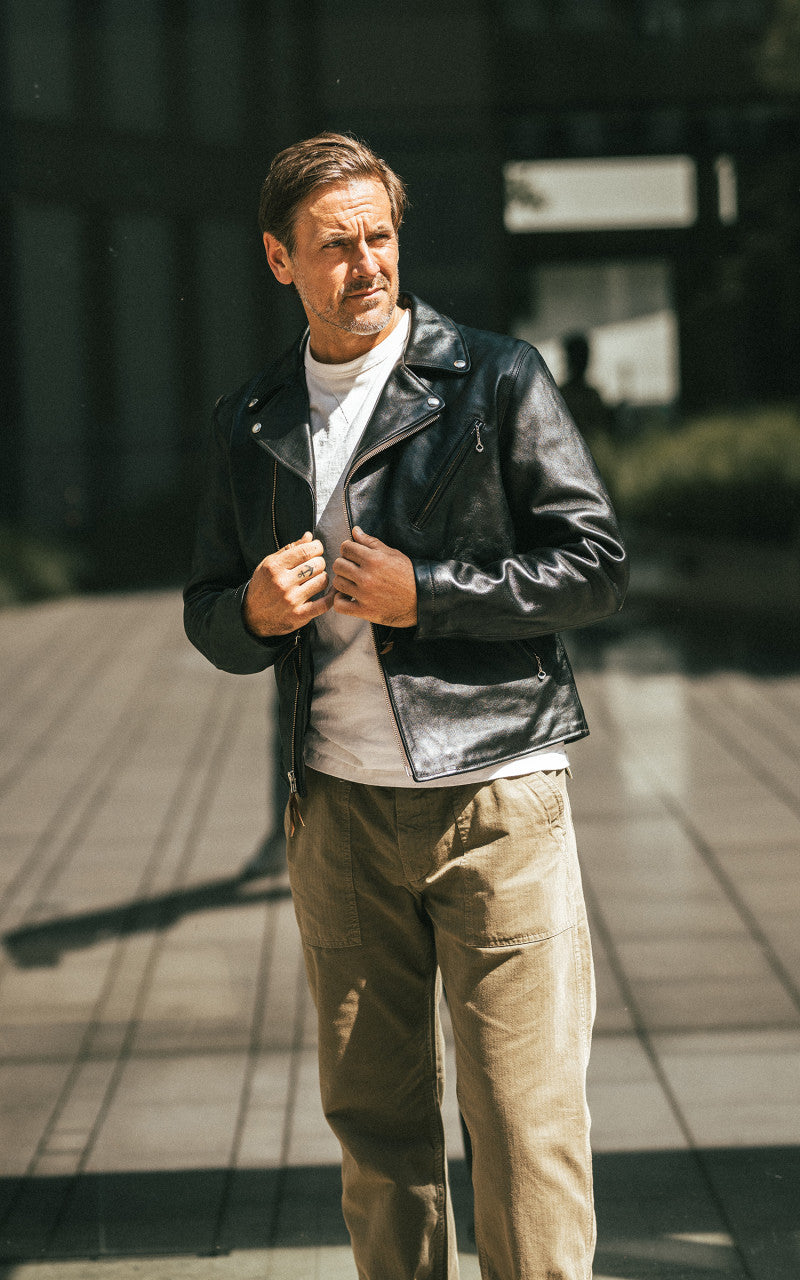 Double Helix Deviant Horsehide Leather Rider Jacket Black