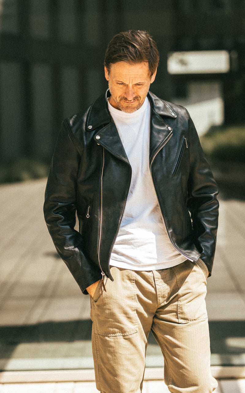 Double Helix Deviant Horsehide Leather Rider Jacket Black