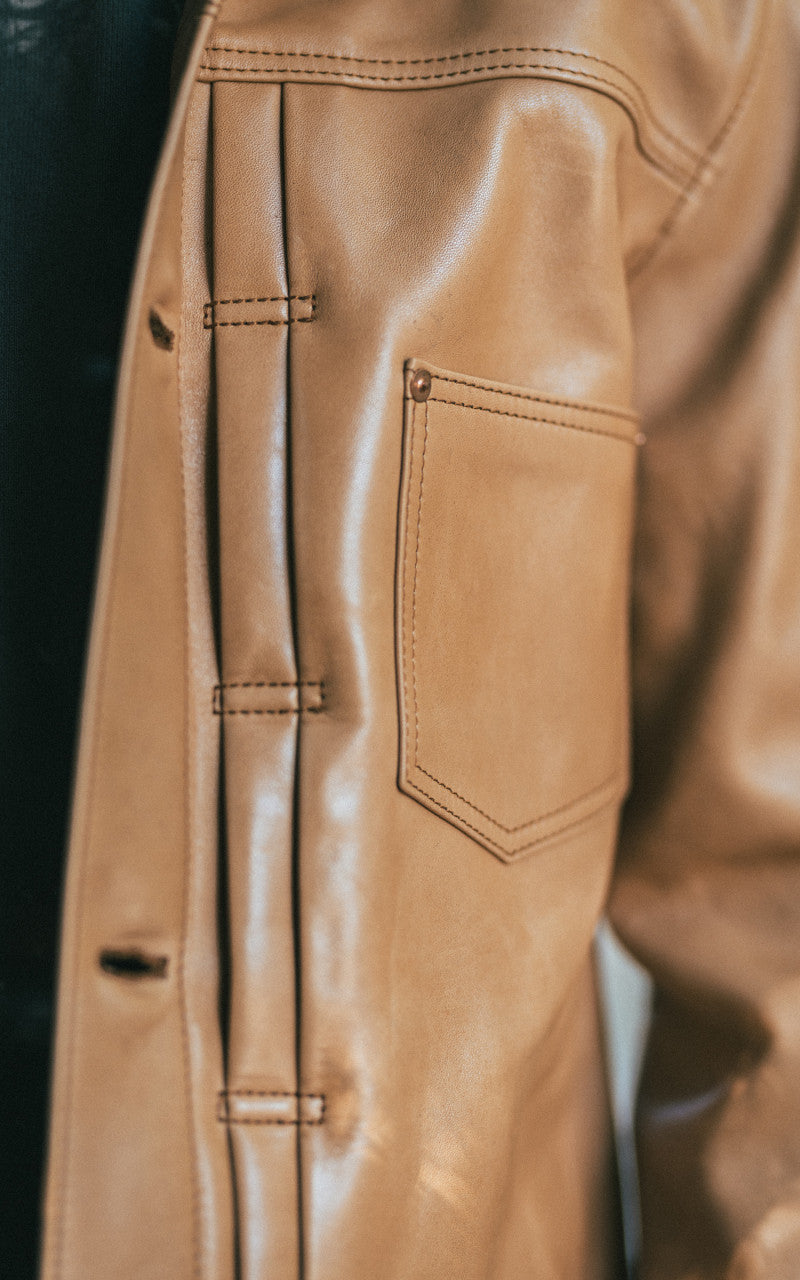 Y'2 Leather KB-140-T Horsehide Type I Leather Jacket Persimmon Dyed Kakishibu