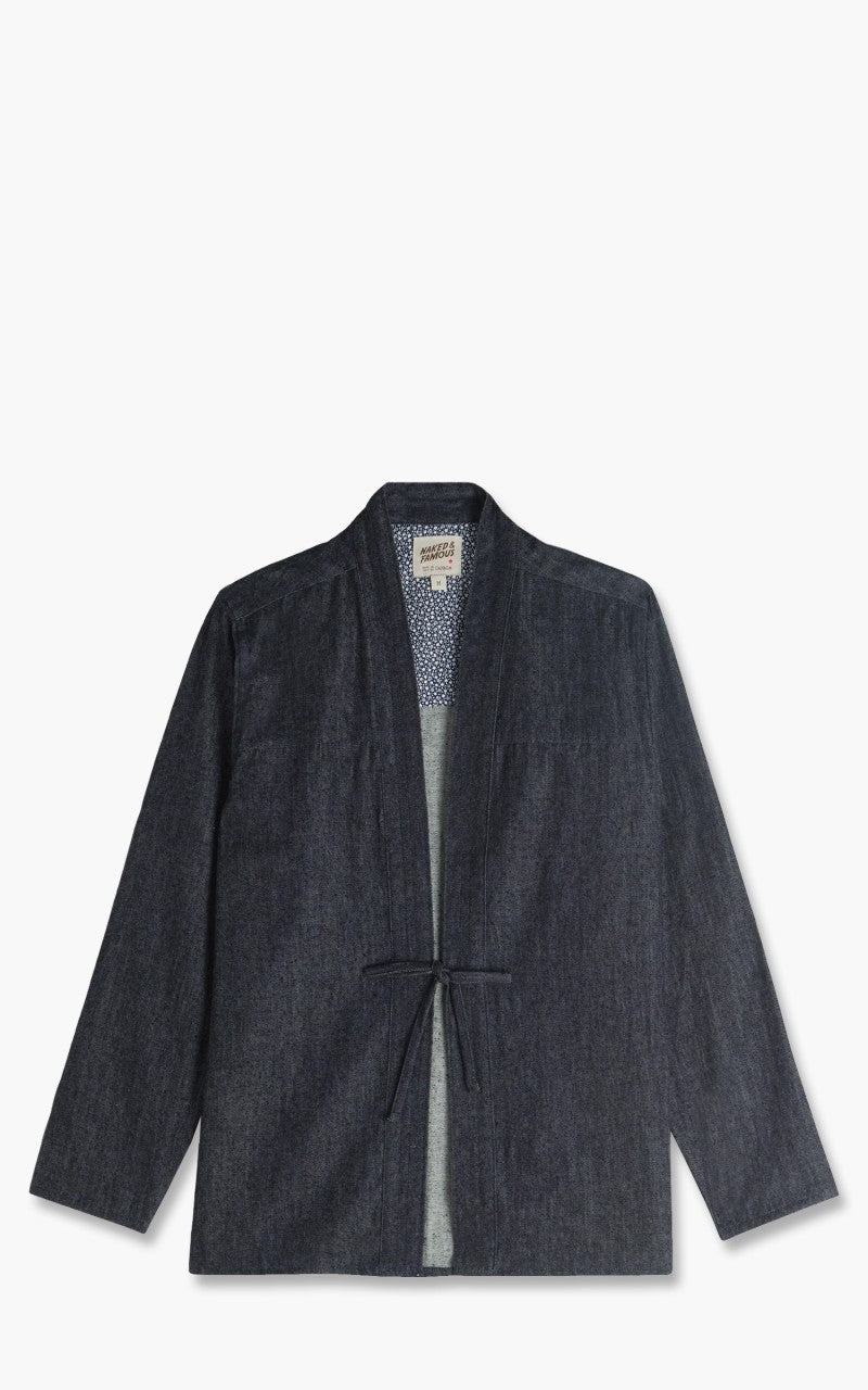 Naked & Famous Denim Kimono Shirt Slub Nep Rinsed Denim Indigo