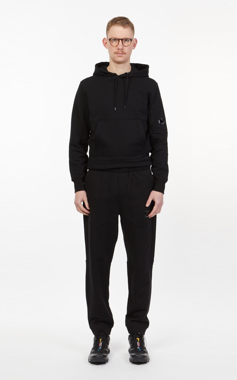 C.P. Company Diagonal Raised Fleece Mixed Sweat Pants Black