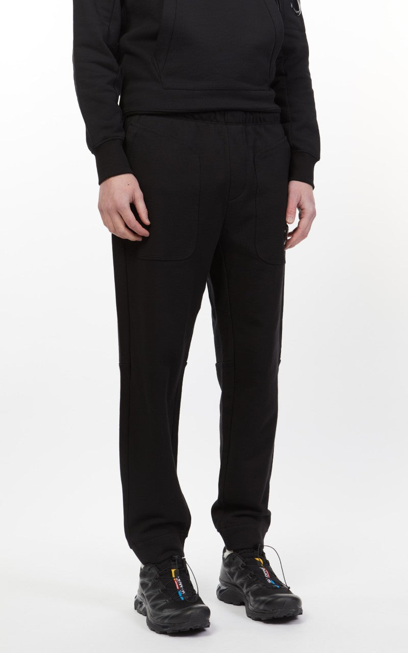 C.P. Company Diagonal Raised Fleece Mixed Sweat Pants Black