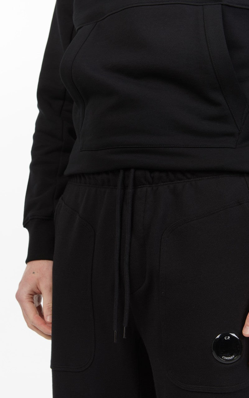C.P. Company Diagonal Raised Fleece Mixed Sweat Pants Black