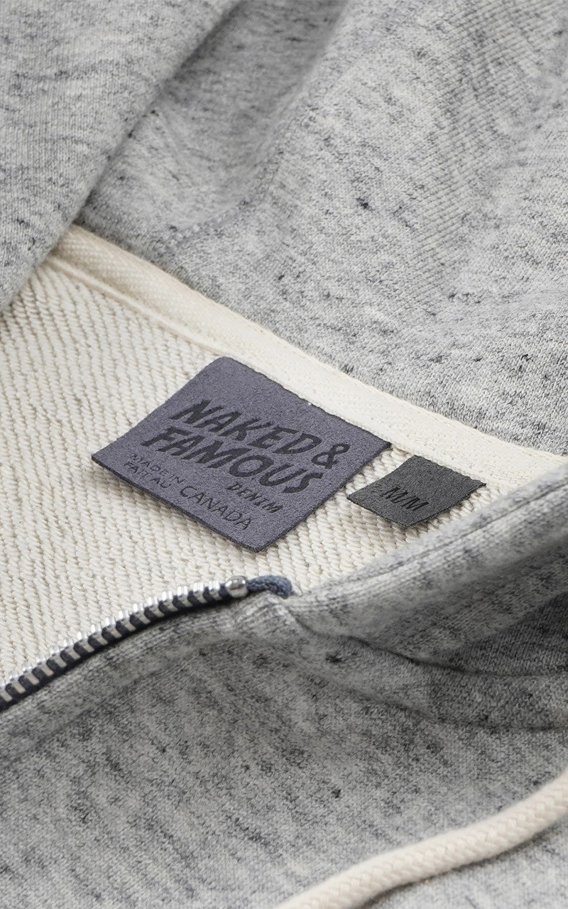 Naked & Famous Denim Zip Hoodie Heavyweight Terry Grey