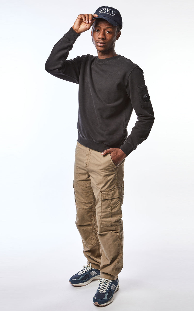 C.P. Company Diagonal Brushed & Emerized Diagonal Fleece Sweatshirt Black