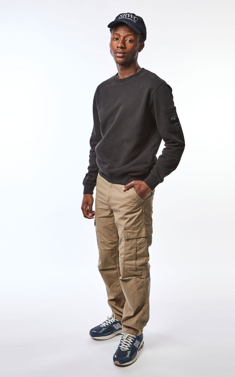 C.P. Company Diagonal Brushed & Emerized Diagonal Fleece Sweatshirt Black