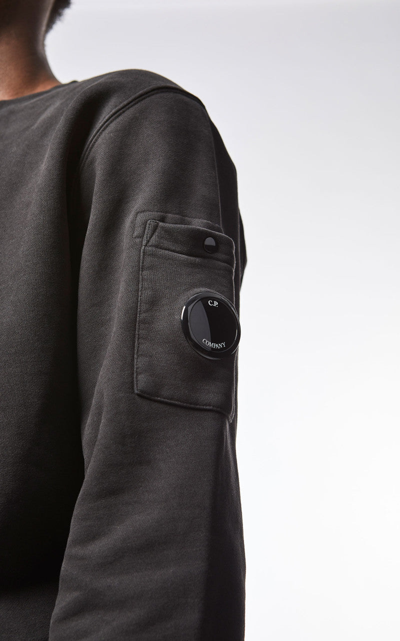 C.P. Company Diagonal Brushed & Emerized Diagonal Fleece Sweatshirt Black