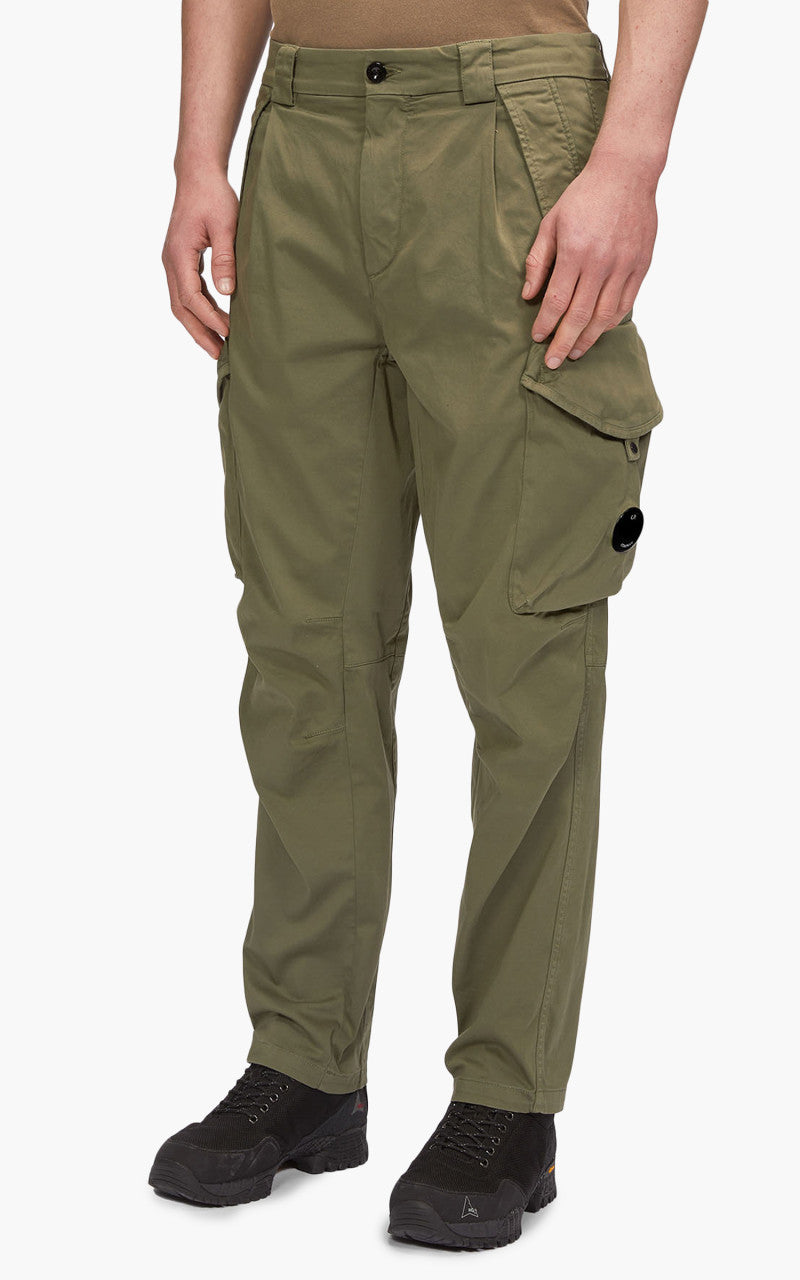 C.P. Company Stretch Sateen Loose Fit Cargo Pants Bronze Green