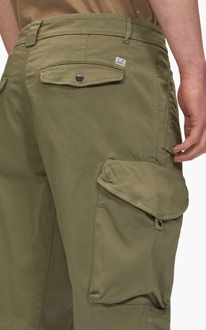 C.P. Company Stretch Sateen Loose Fit Cargo Pants Bronze Green