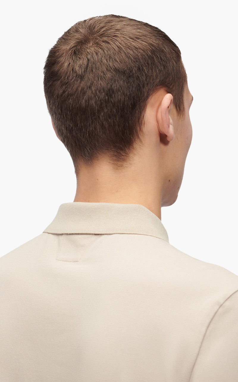 C.P. Company Stretch Piquet Slim Zipped Polo Shirt Cobblestone Brown