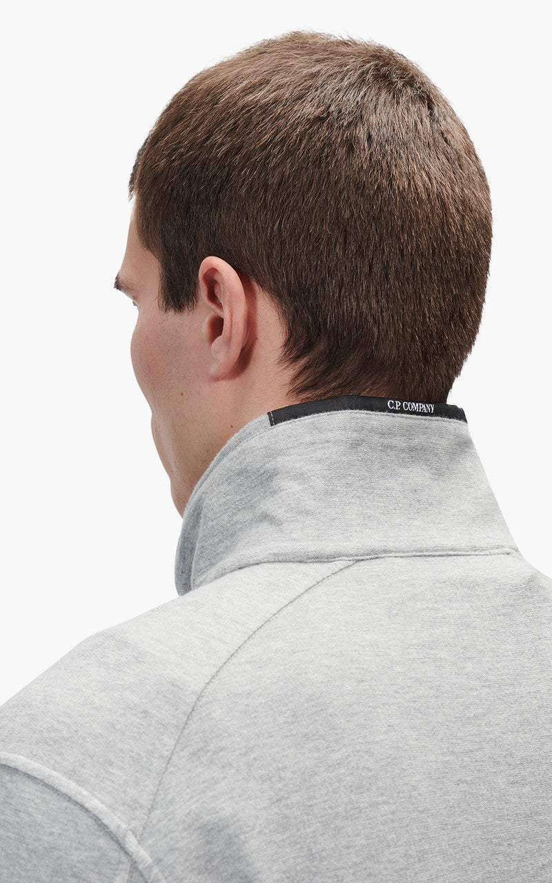 C.P. Company Light Fleece Half Zipped Sweatshirt Grey Melange
