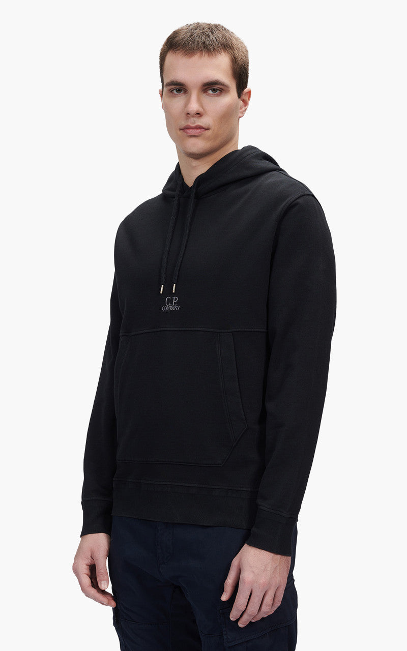 C.P. Company Cotton Fleece Logo Hoodie Black