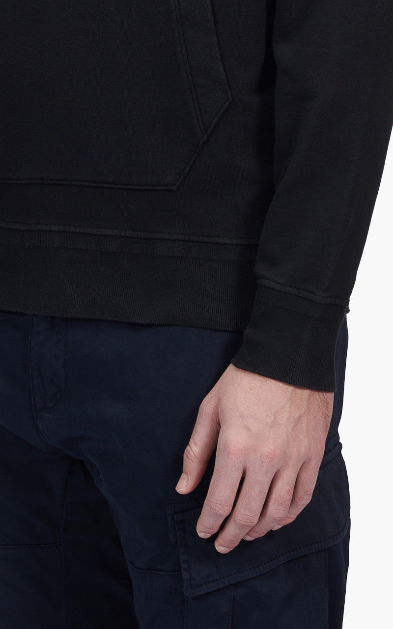 C.P. Company Cotton Fleece Logo Hoodie Black