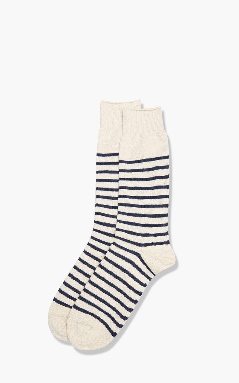 Anonymous Ism Socks Re Cotton Stripe Crew Navy