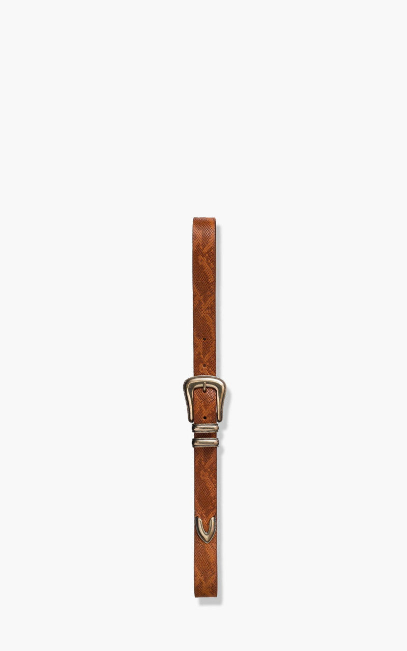Nudie Jeans Western Faux Reptile Belt Cognac