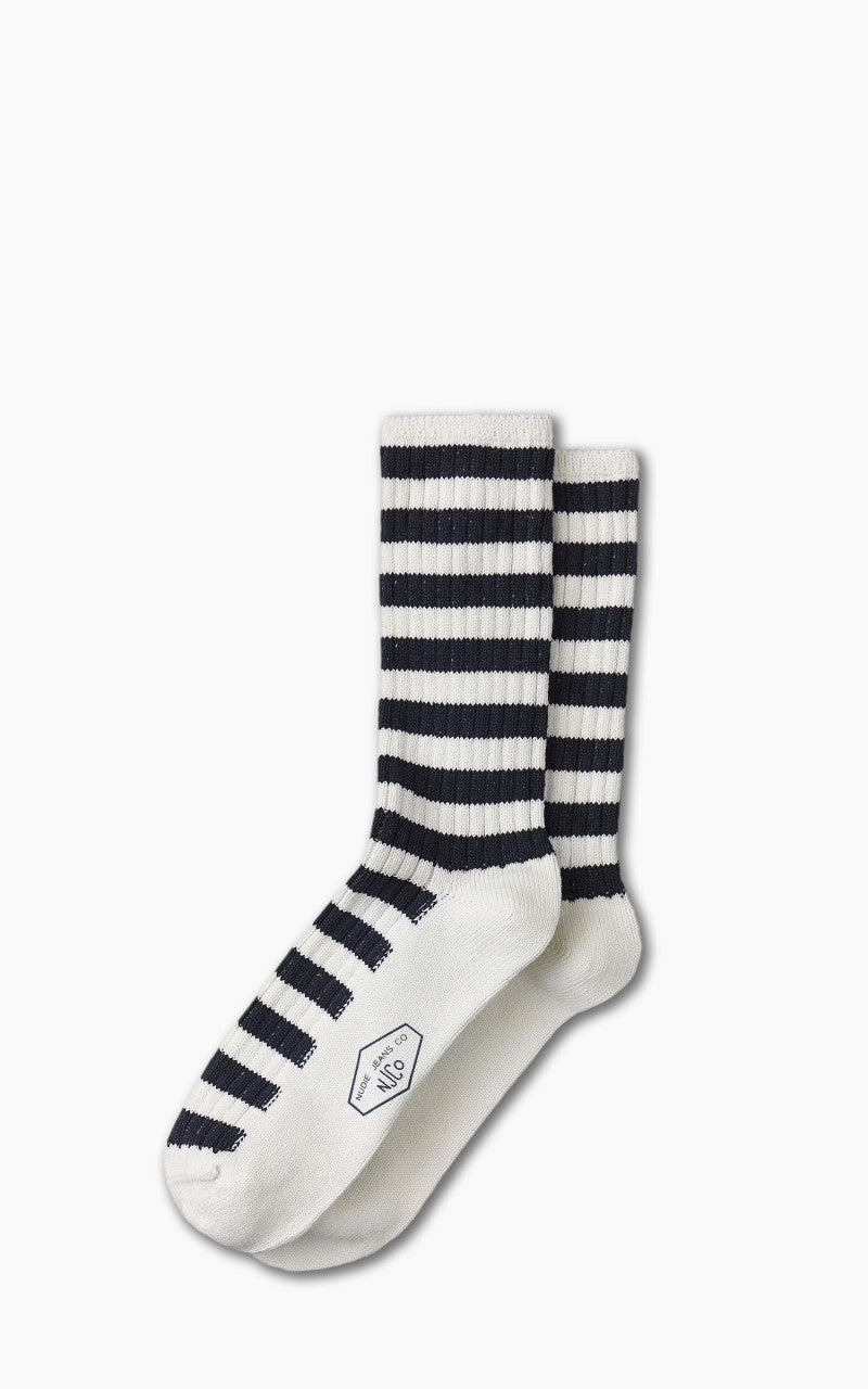 Nudie Jeans Chunky Stripe Sock Rebirth Navy