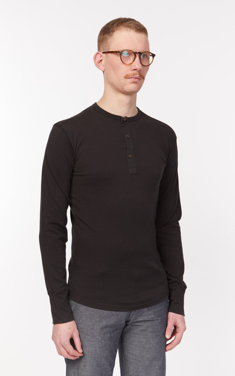 Pike Brothers 1927 Henley Shirt Long Sleeve Faded Black