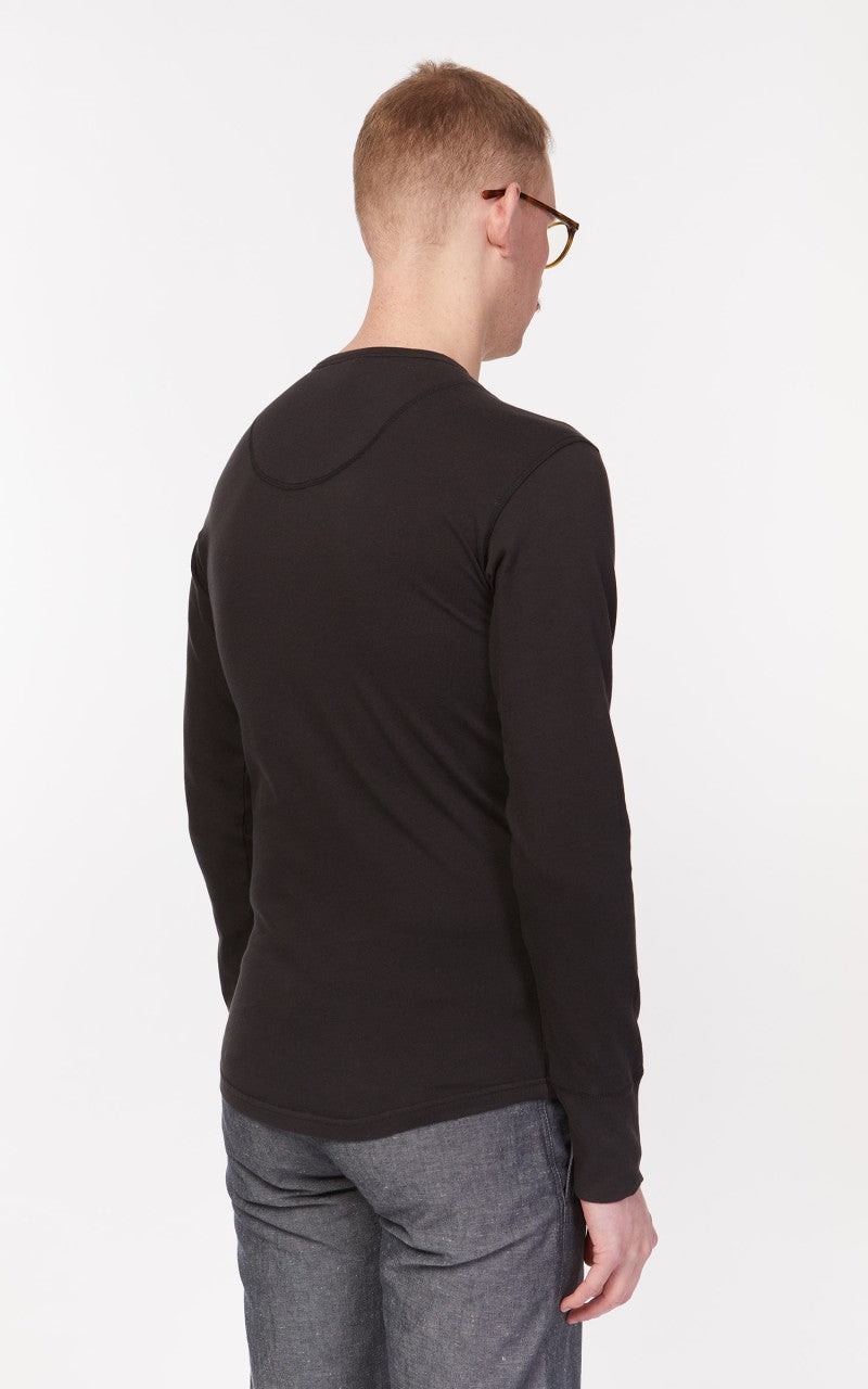 Pike Brothers 1927 Henley Shirt Long Sleeve Faded Black
