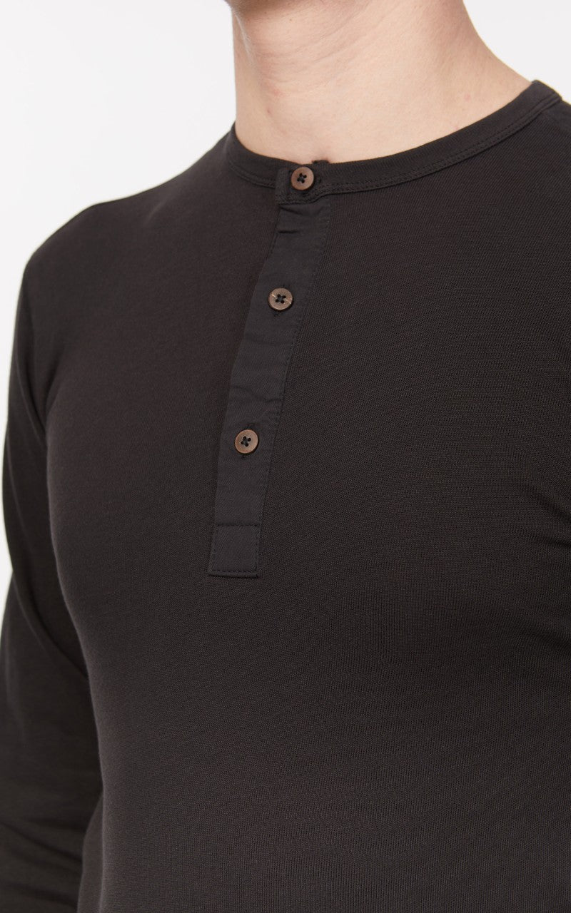 Pike Brothers 1927 Henley Shirt Long Sleeve Faded Black