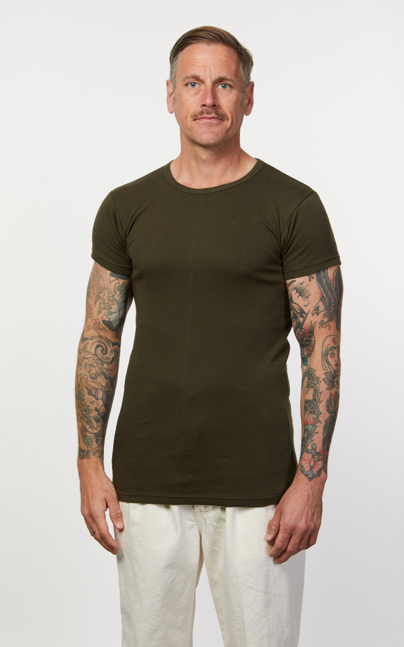 Pike Brothers 1947 Round Neck Tee 2-Pack Olive
