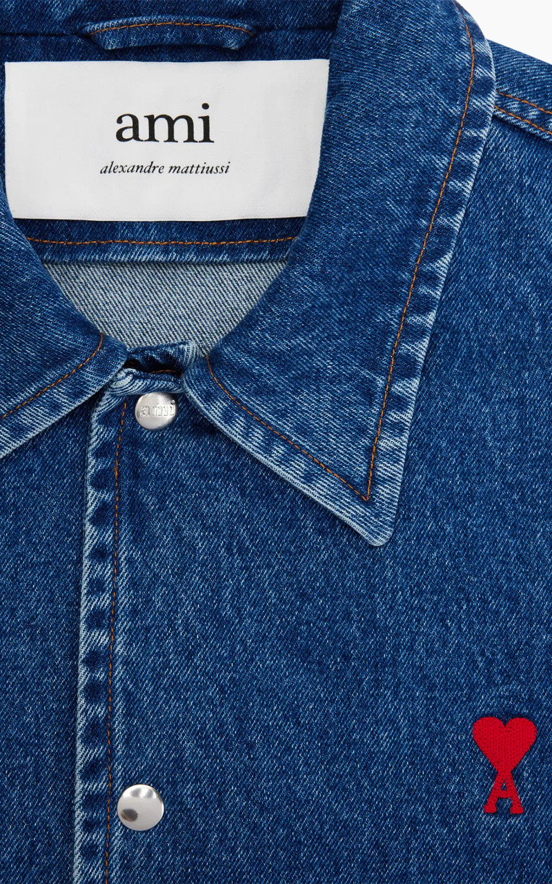 AMI Paris Ami De Coeur Buttoned Denim Jacket Used Blue