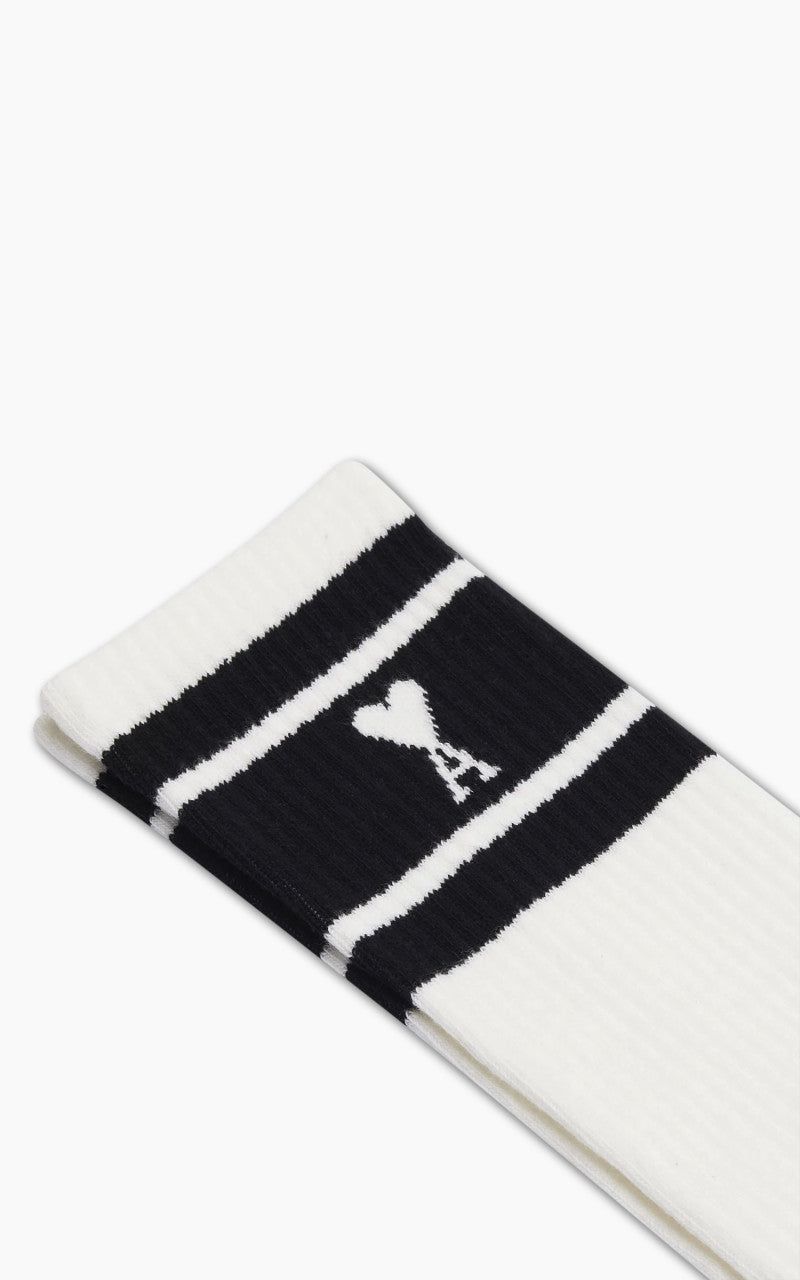 AMI Paris Ami de Coeur Striped Socks Black