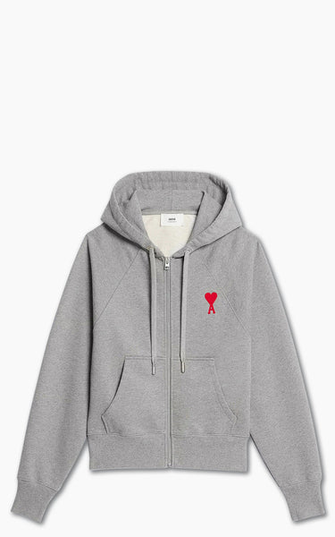 美品！　ami paris フーディー AMI Paris Tonal Zipped ADC Hoodie Heather Grey/Red