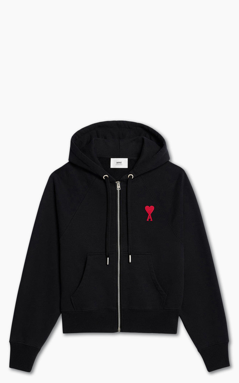AMI Paris Tonal Zipped ADC Hoodie Black/Red
