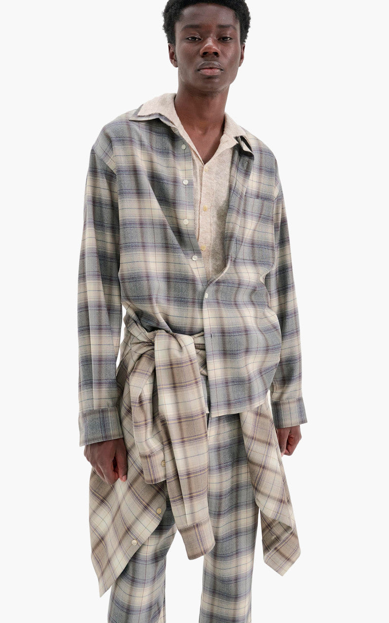 Auralee Super Light Wool Check Shirt Gray Check