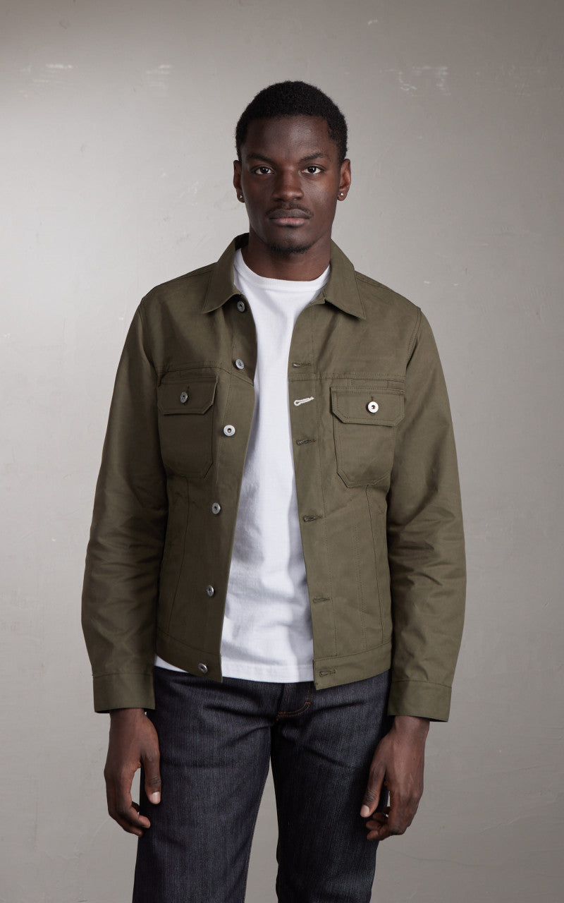 【OLIVE】Cruiser Jacket Jacquard Stripe Rogue Territory Cruiser Jacket Dry Waxed Canvas Olive