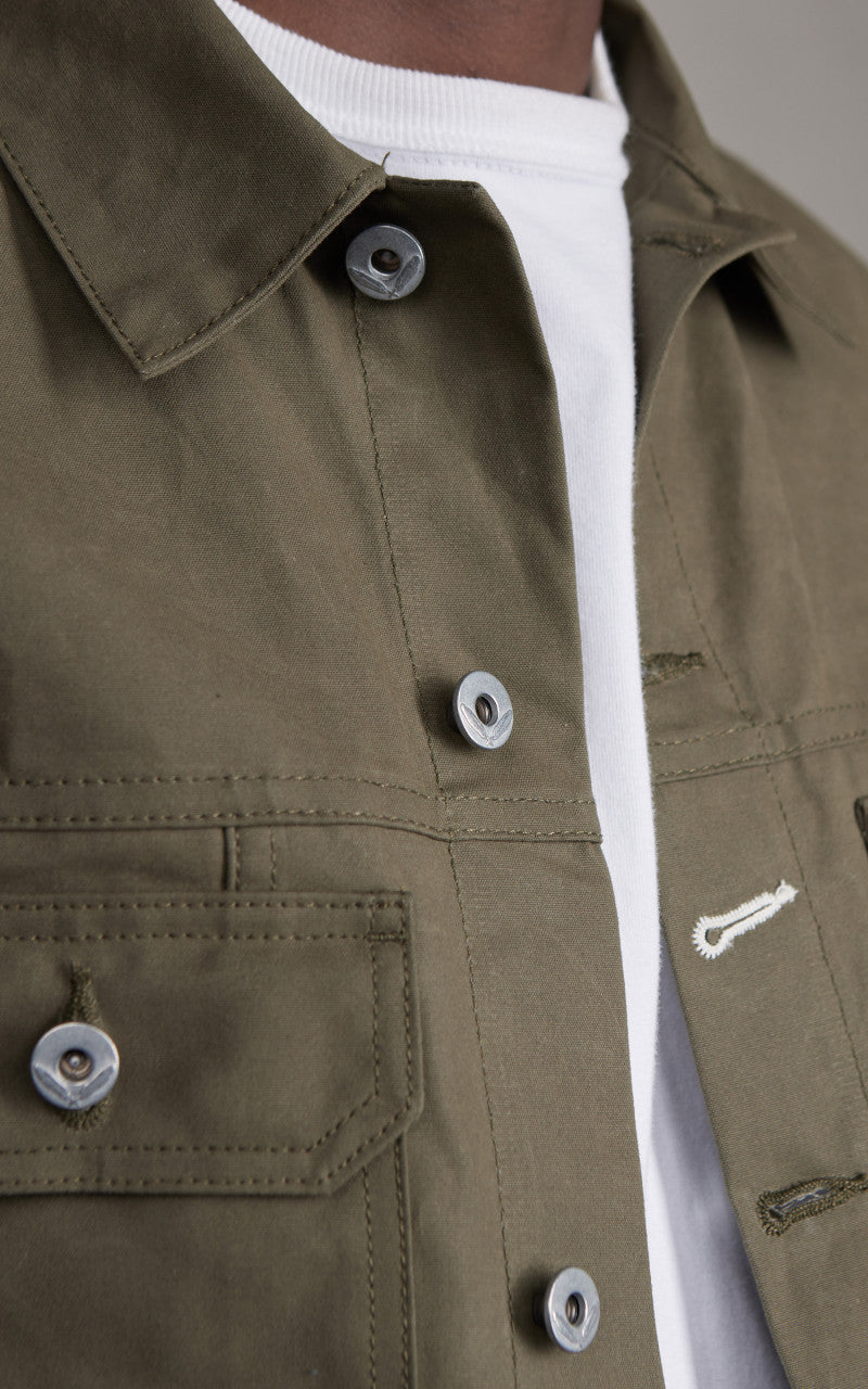 【OLIVE】Cruiser Jacket Jacquard Stripe Rogue Territory Cruiser Jacket Dry Waxed Canvas Olive