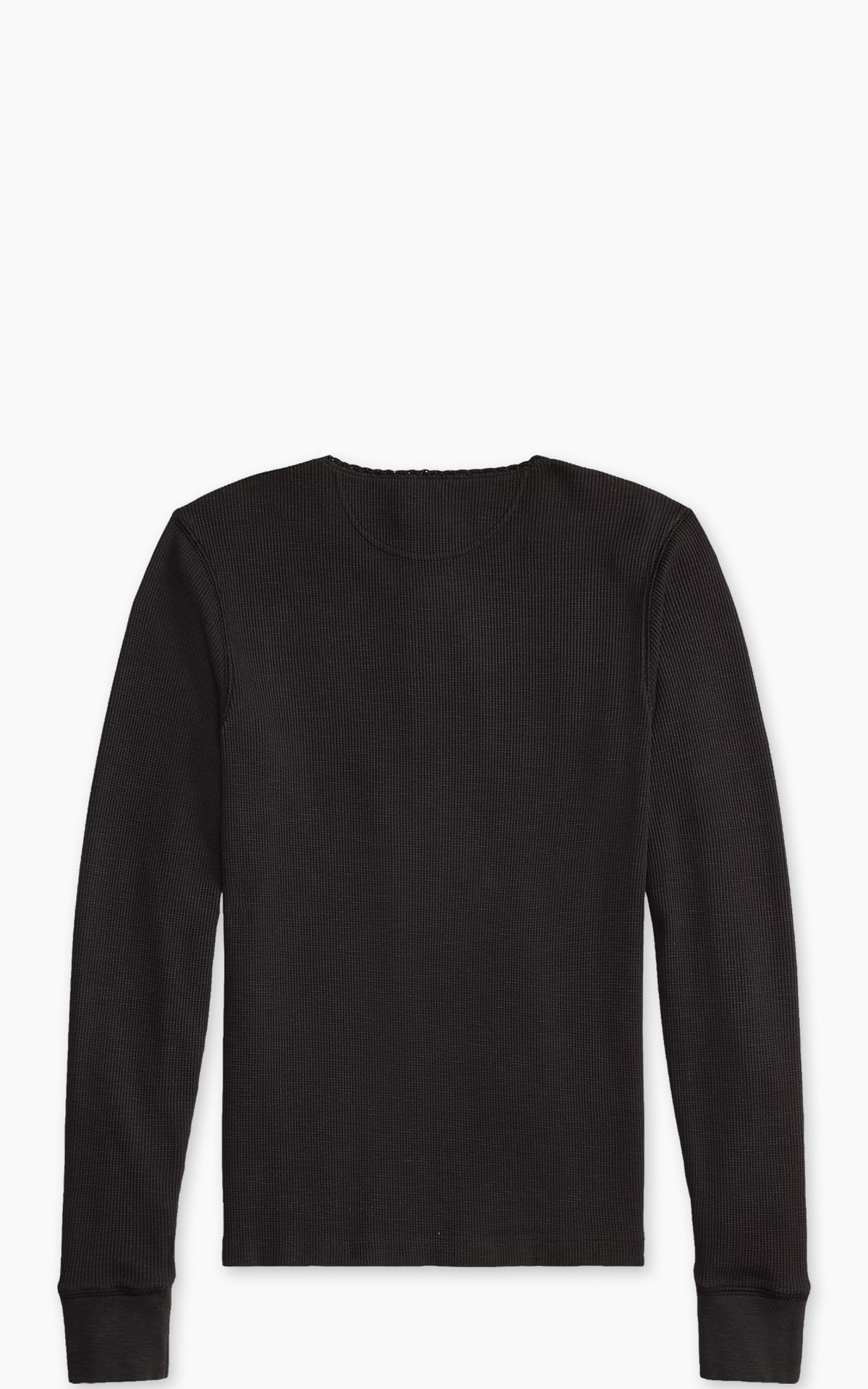 RRL Stretch Waffle-Knit Henley Shirt Sparrow Brown