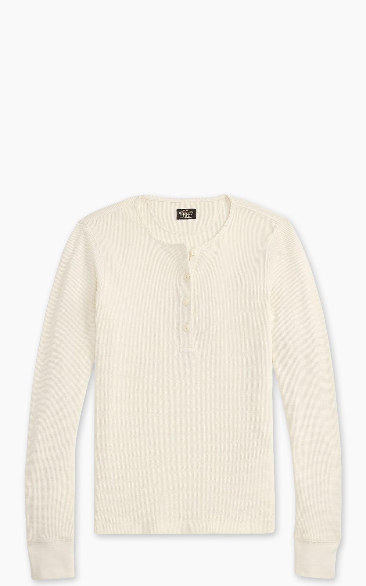RRL Stretch Waffle-Knit Henley Shirt Antique Cream