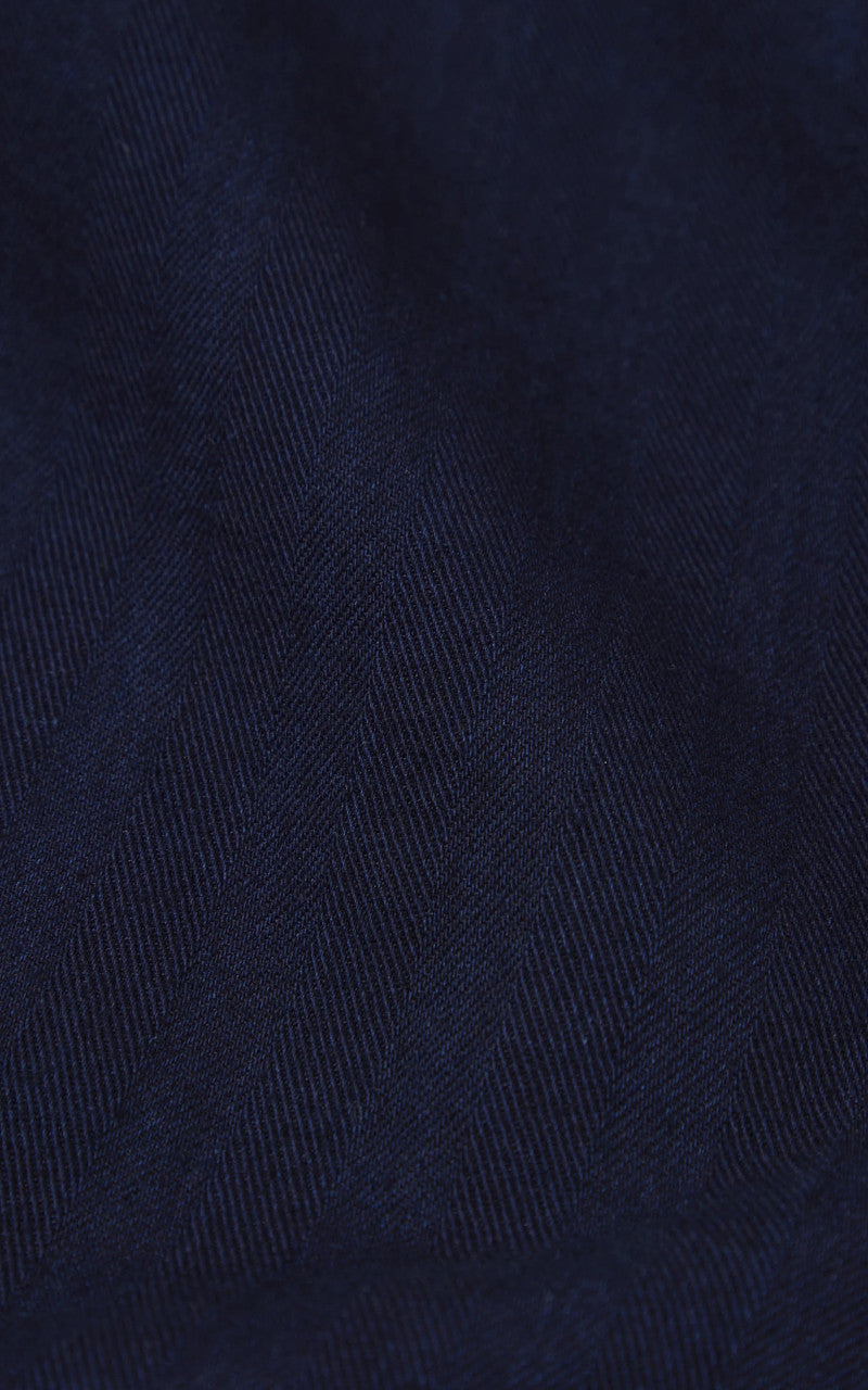 Universal Works Track Trouser Herringbone Denim Indigo