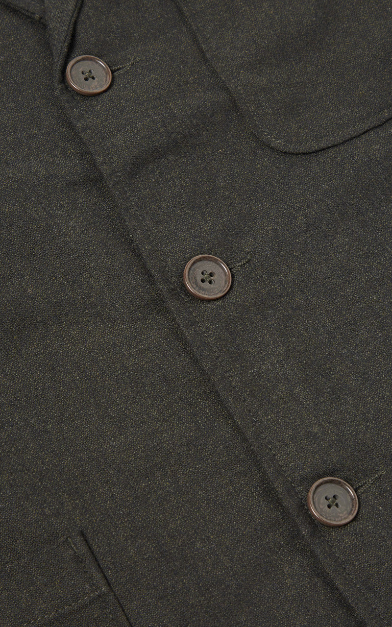 Universal Works Three Button Jacket Italian Tweed Olive
