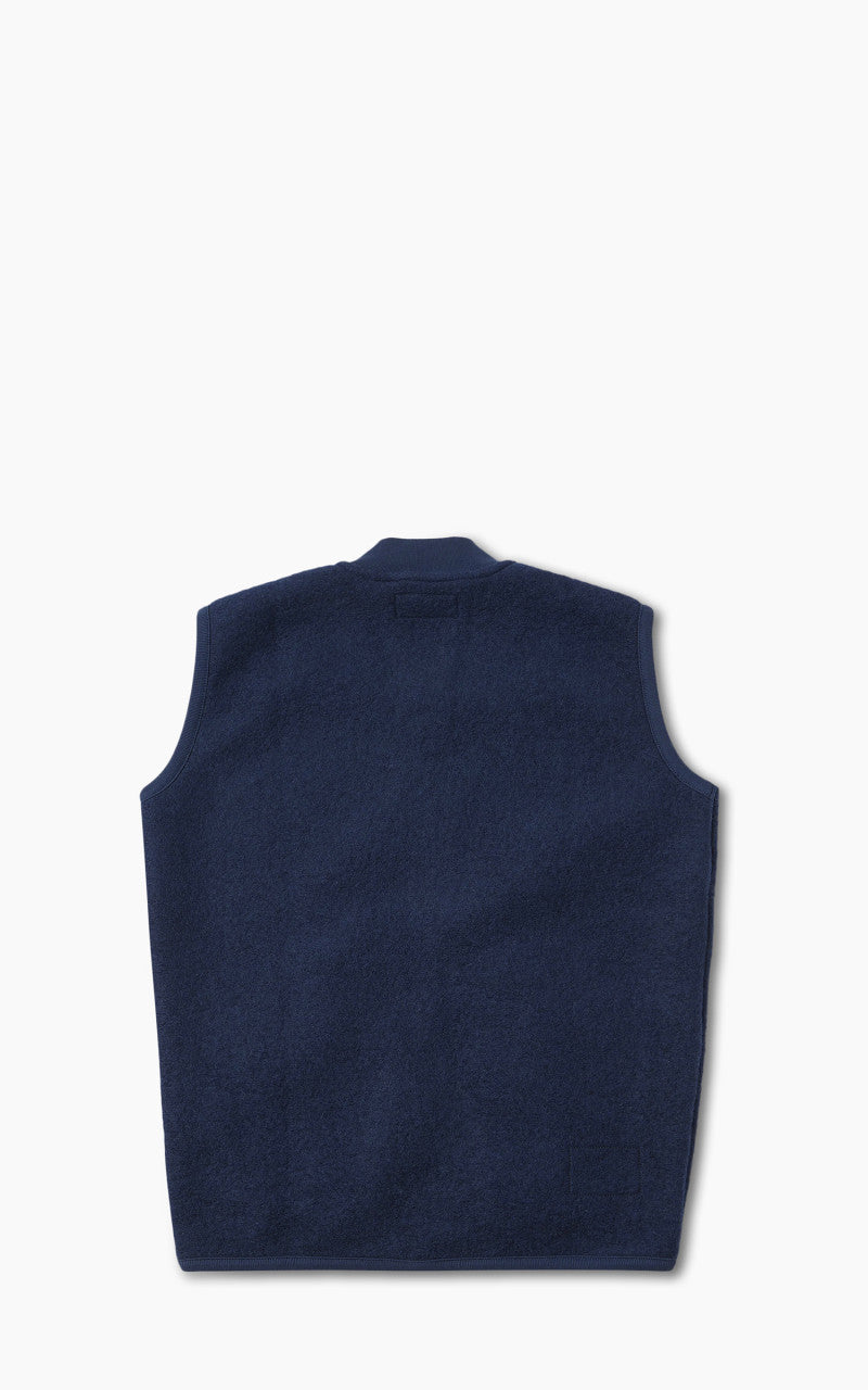 Universal Works Zip Waistcoat Wool Fleece Indigo
