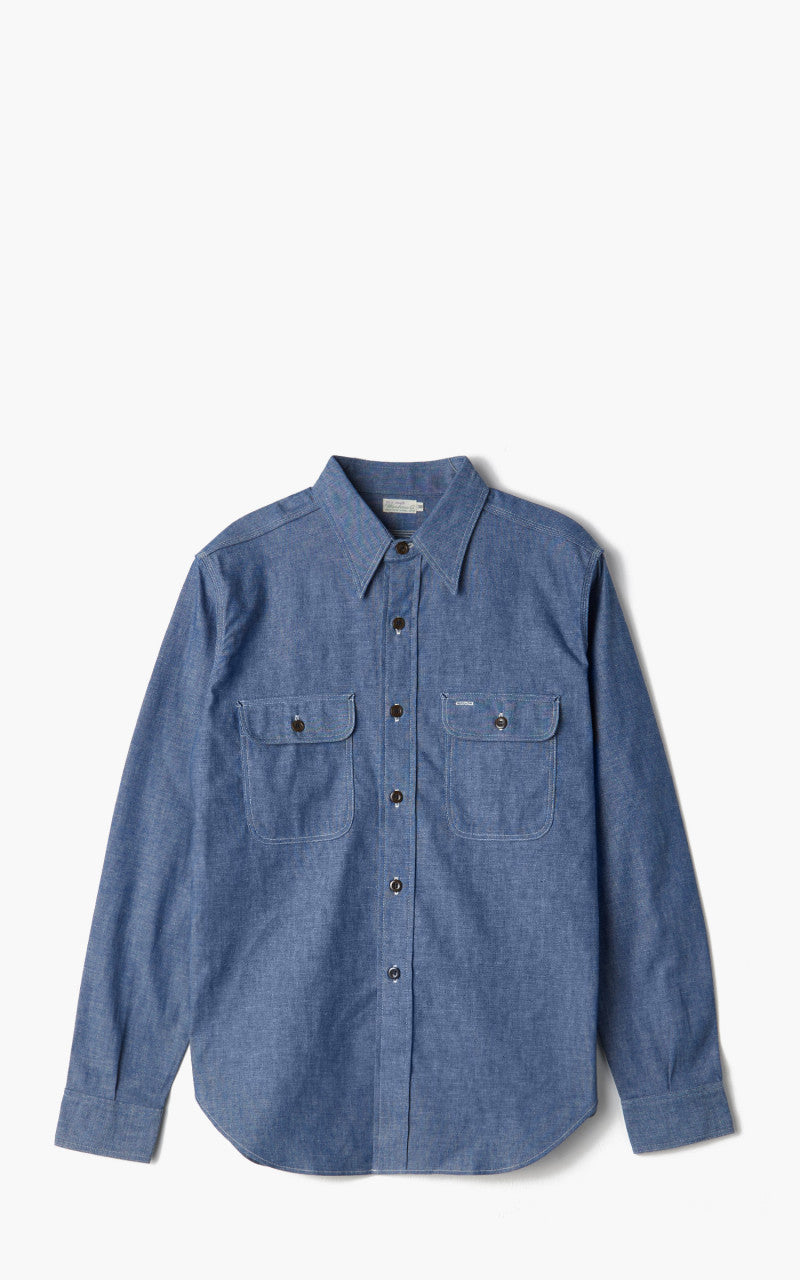 Warehouse & Co. 3036 Chambray Shirt Duck Digger W/ Elbow Patch