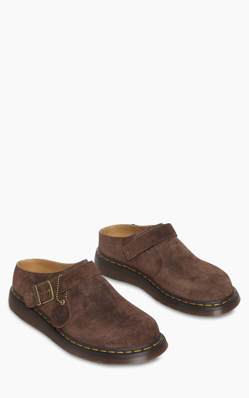 Dr. Martens Isham Buckle Mule Desert Oasis Suede Dark Brown