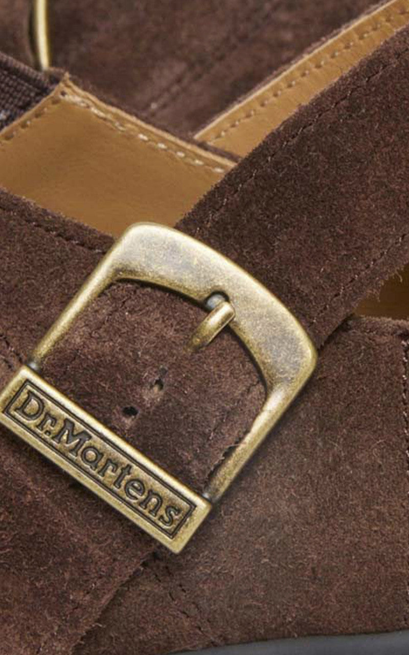 Dr. Martens Isham Buckle Mule Desert Oasis Suede Dark Brown