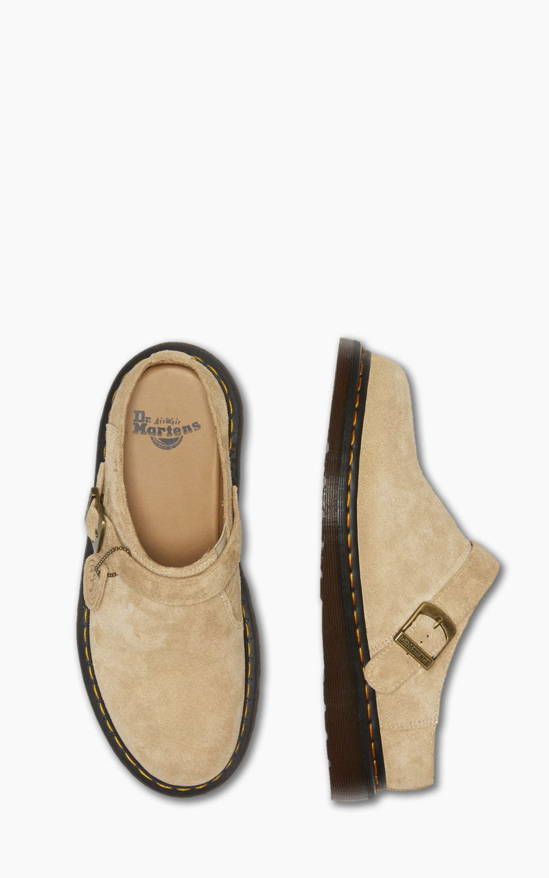 Dr. Martens Isham Buckle Mule Desert Oasis Suede Parchment
